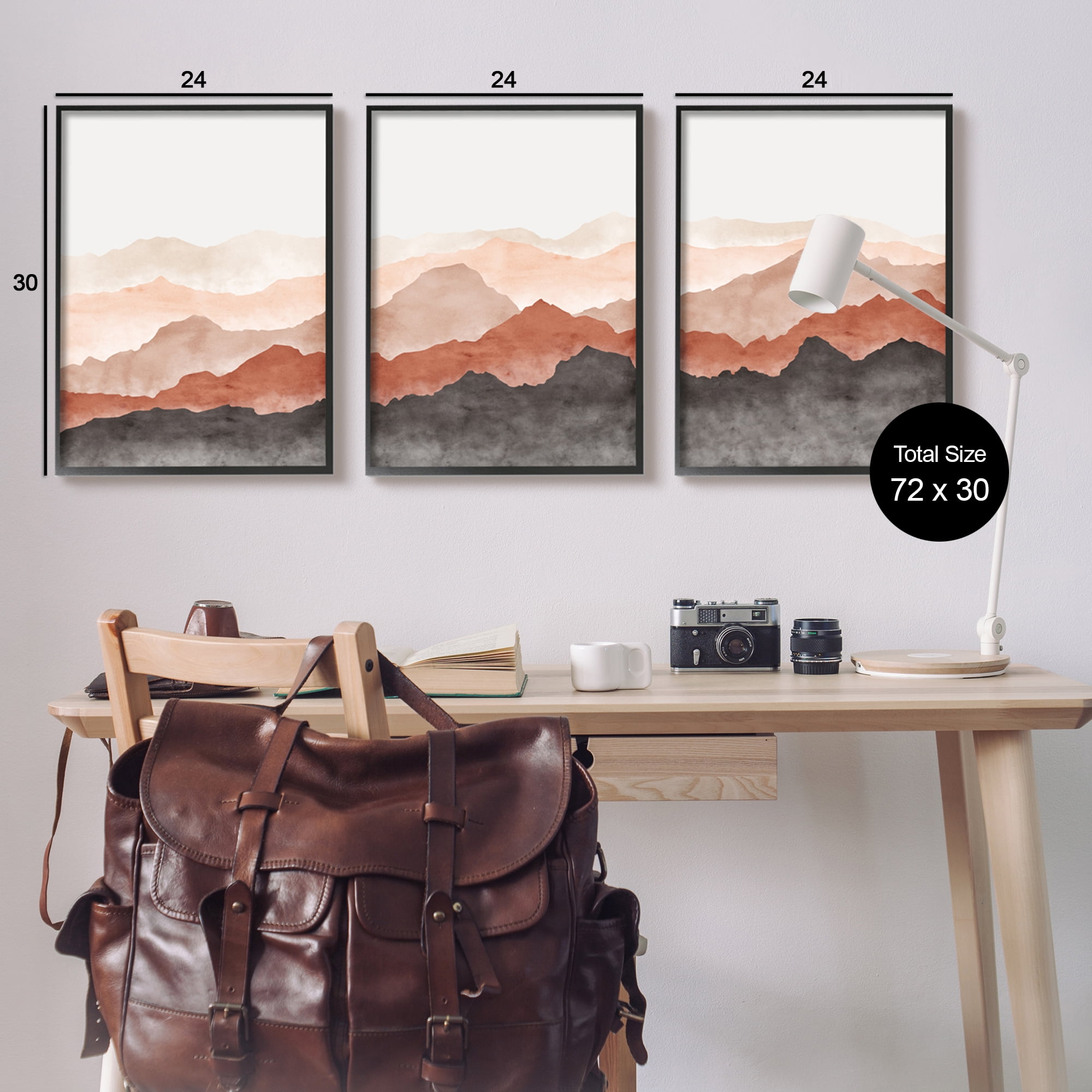 Stupell Southwestern Crags Mountain Peaks Landscape Painting Black Framed Art Print Wall Art, Set of 3