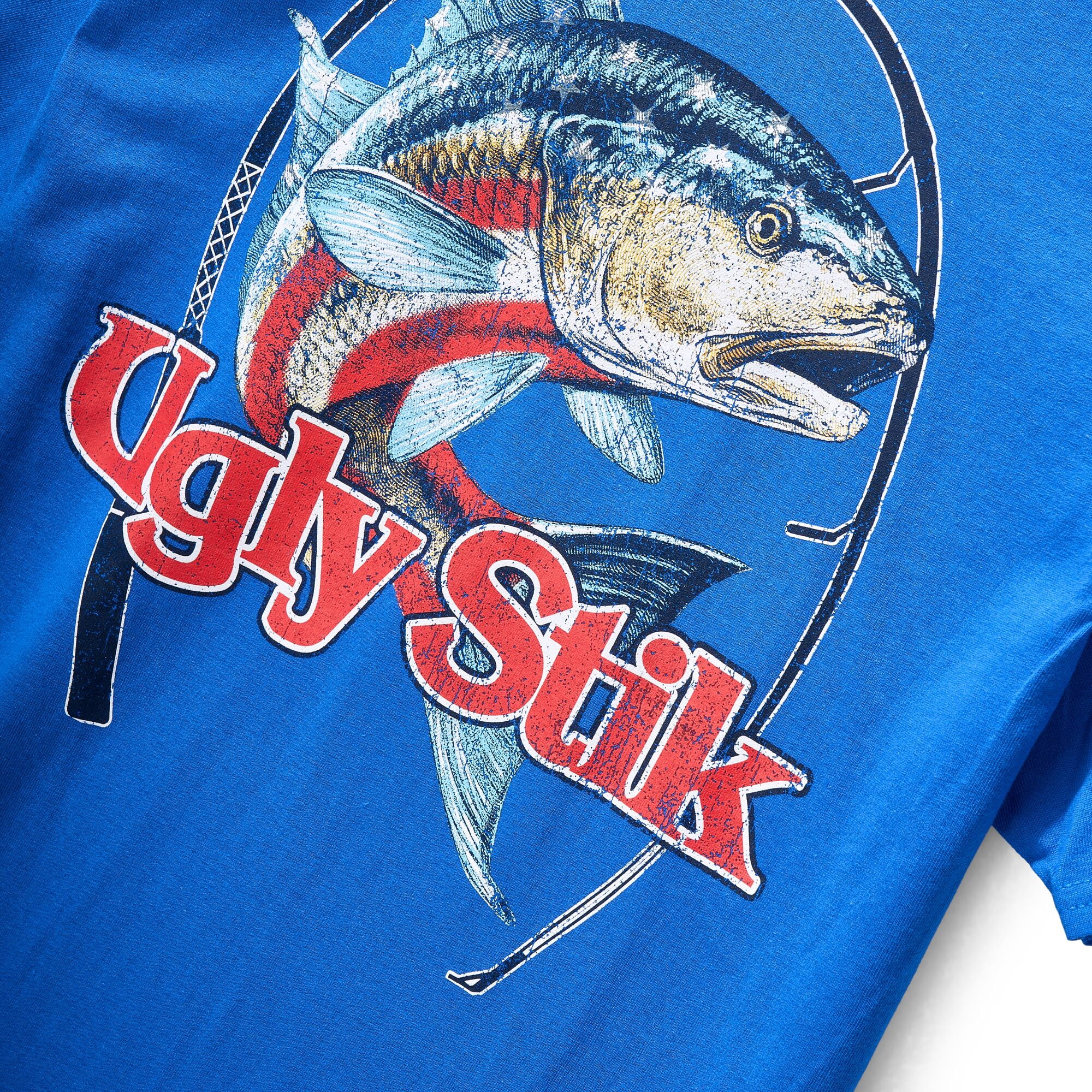 Ugly Stik Redfish Flag Americana T-Shirt, Size XXL (Royal Blue)