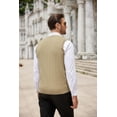 thumbnail image 4 of COOFANDY Men's Sweater Vest V Neck Slim Fit Cable Knitted Sleeveless Pullover Sweater Tan, 4 of 6