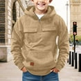 thumbnail image 2 of KAUOD Boys Fleece Cropped Zipper Hooded Coats Plain Long Sleeve Pullover Sweatshirts Cotton Soft Warm Oversized Pockets Tops, 2 of 7