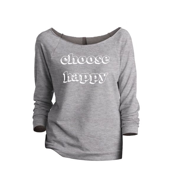 Choose Happy Women's Fashion Slouchy 3/4 Sleeves Raglan Sweatshirt Sport Grey Small