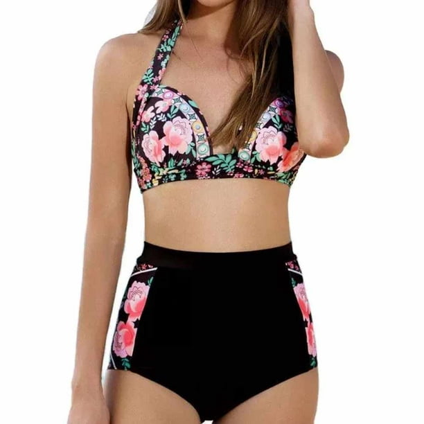Women Swimsuit Halter Push Up Top Boyshort Bikini Set Two Piece Bathing  Suit Swimwear L 