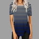 thumbnail image 2 of Blusas de Manga Corta para las Mujeres, Botón Impreso Casual Abajo Cuello Redondo Superior, Tela de Imitación Ligera, 2 of 5