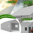 thumbnail image 6 of ECOLINEAR Carport 10x20 ft Heavy Duty Carport, Outdoor Potable Garage with Roll-up Windows & Zipper Doors, Carport Canopy with Anti UV All-Season Waterproof Tarp, Car Canopy for Cars, Boats(Grey), 6 of 8