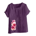 thumbnail image 2 of Camisetas de Manga Corta para las Mujeres Impreso Botón de Manga Corta Camiseta Blusa Poliéster, Ropa Casual Mirar Superior para las Mujeres, 2 of 4