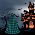 thumbnail image 6 of Honeii Teal On Black Plaid Print Poncho Cape, Cloak Coat, Snuggly Hooded Wearable Blanket, Hooded Cape For Teenagers,Halloween Costumes-Small, 6 of 7