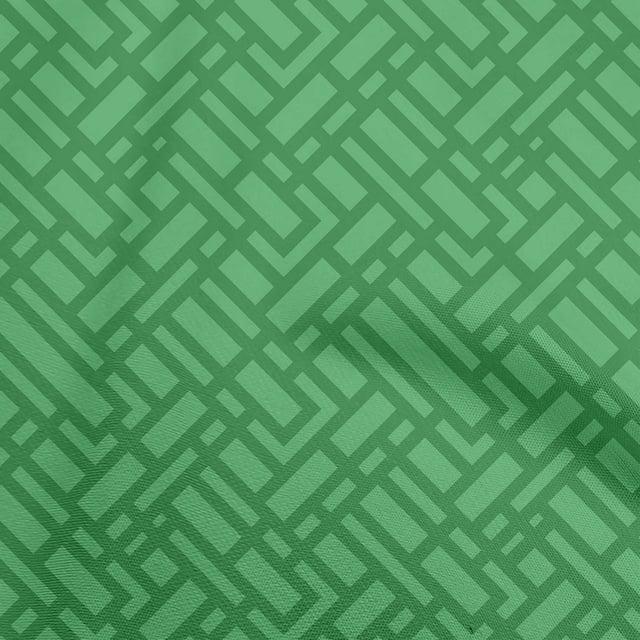 oneOone Cotton Flex Green Fabric Geometric Sewing Craft Projects Fabric Prints By Yard 40 Inch Wide