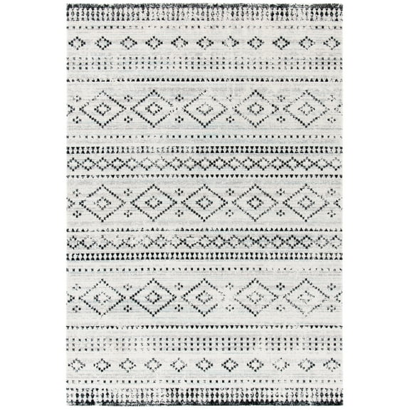 SAFAVIEH Montage Elijah Geometric Indoor/Outdoor Area Rug, Grey/Ivory, 4' x 6'