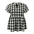 thumbnail image 5 of GRACE & GRANDEUR Women's Plus Size Easter Gingham Tops Plaid Notch Neck Raglan Sleeve Summer Casual Babydoll Peplum Top Blouse 4X Black, 5 of 7