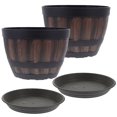 thumbnail image 6 of Minkissy Retro Imitation Wood Plastic Flower Pots 2 Sets Garden Balcony, 6 of 8