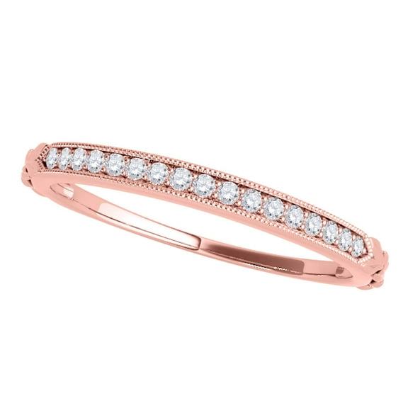 Aonejewelry Women's Handcrafted Wedding Diamond Band In 10K Rose Gold