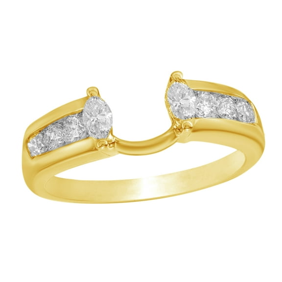 Marquise Cut White Natural Diamond Solitaire Enhancer Guard Ring In 14k Yellow Gold (1/2 Cttw)