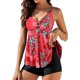 thumbnail image 1 of Women's Two Piece Swimsuit Push up Swimwear Tummy Control Tankini Set High Waist Beachwear Hotpants Swimsuit with Two Straps, 1 of 5