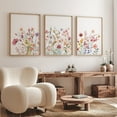 thumbnail image 3 of 3pcs set of bohemian style room wall decor, wildflower poster decor, floral girl bedroom decor, vintage floral plant prints, home decor living room bedroom decor posters - unframed, 2D Flat, Perfect, 3 of 4