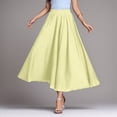 thumbnail image 2 of QHFBli Women's Girls Elastic Waist Long Flowy Bohemian Cotton Casual Maxi Skirt for Summer Beach Holiday, 2 of 8