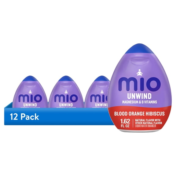 (12 pack) Mio Unwind Blood Orange Hibiscus Liquid Water Enhancer with Magnesium & B Vitamins, 1.62 fl oz Bottle