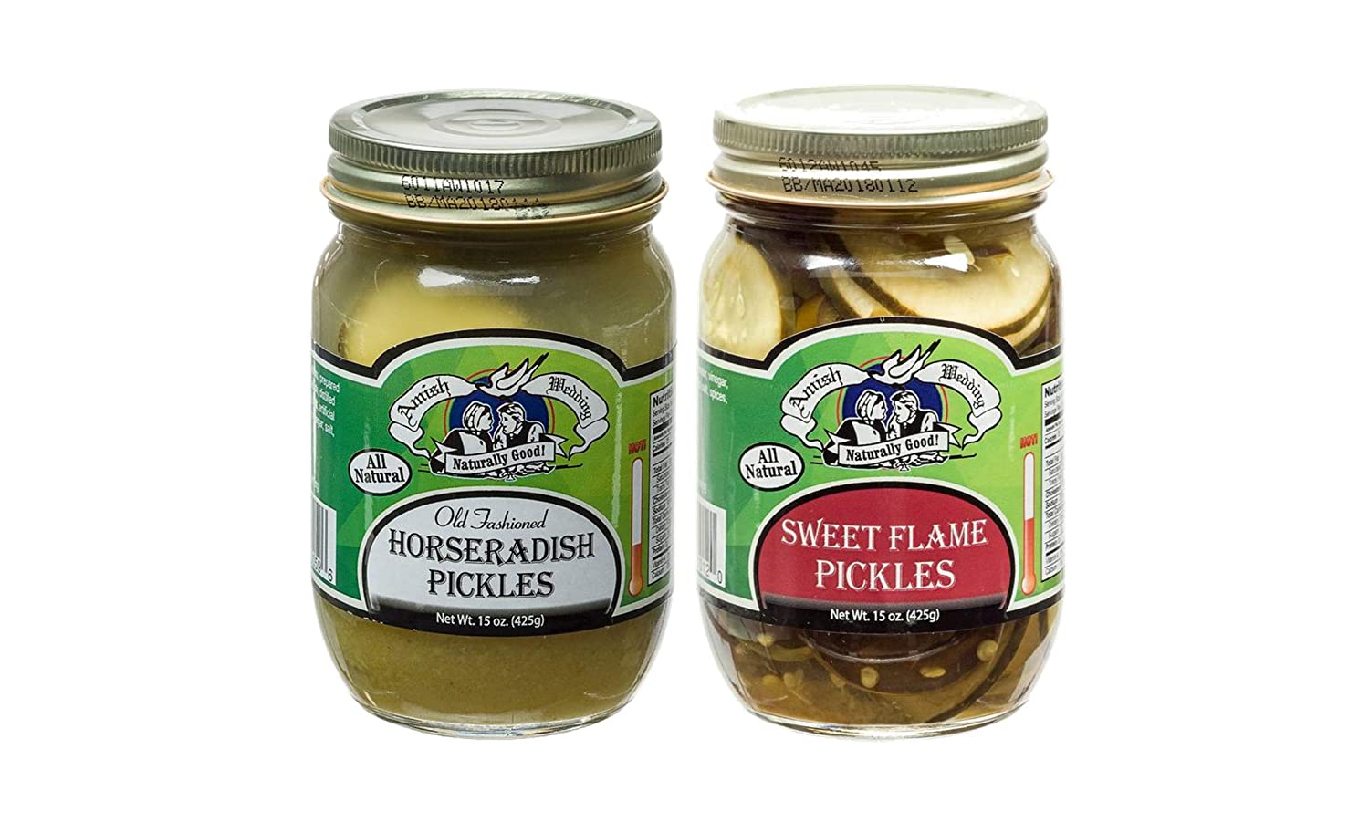 Amish Wedding Foods Horseradish Pickle Chips & Sweet Flame Pickle Chips
