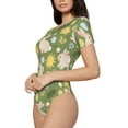 thumbnail image 2 of KLL Women 's Crew Neck Bodysuit Jumpsuits Happy Easter Print Short onesies Stretch T Shirts, 2 of 7