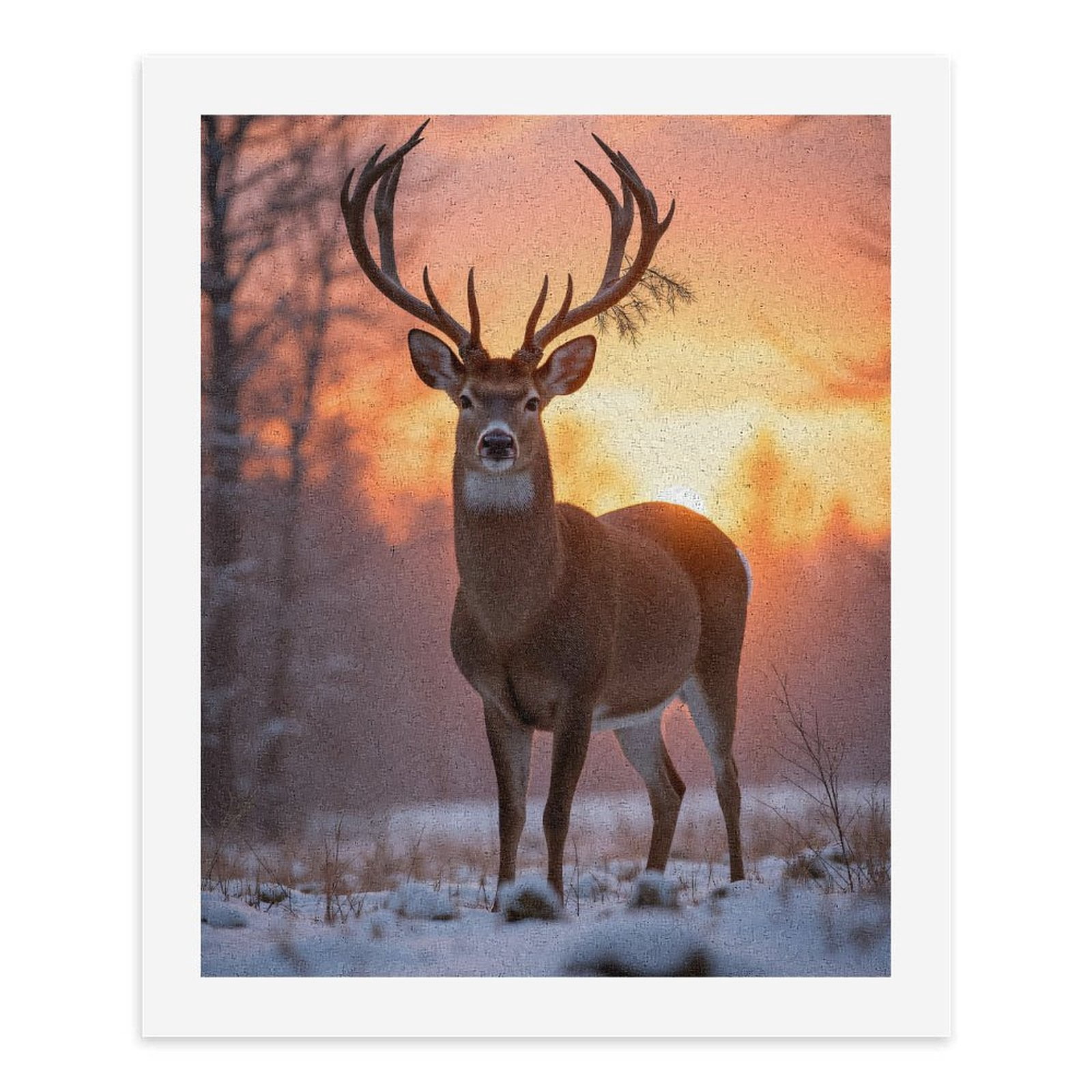 Paint by Numbers Kit for Adults, Winter Deer Sunrise Silhouette Paint by Numbers, Easy Paint by Numbers Kit for Adults Beginner, DIY Adult Paint by Number Kits on Canvas, Home Decor