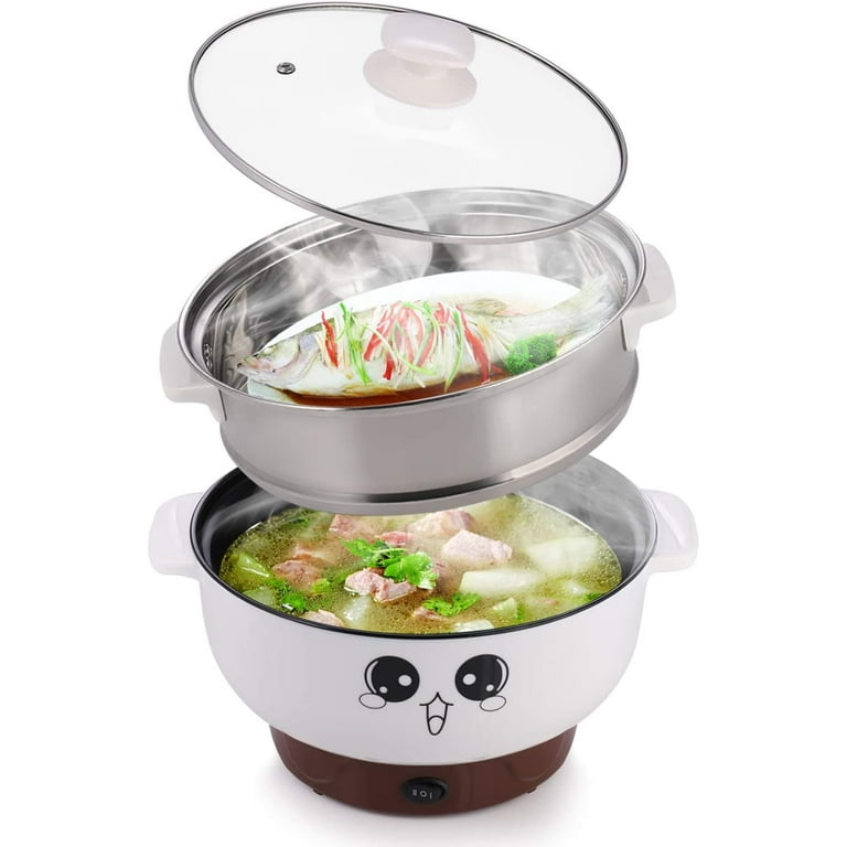 Uringo 3L Multifunctional Electric Hot Pot Non-Stick Inner Pot Electric Cooking Pot Cooking Pot Frying Pan Household, Size: with Top Steamer