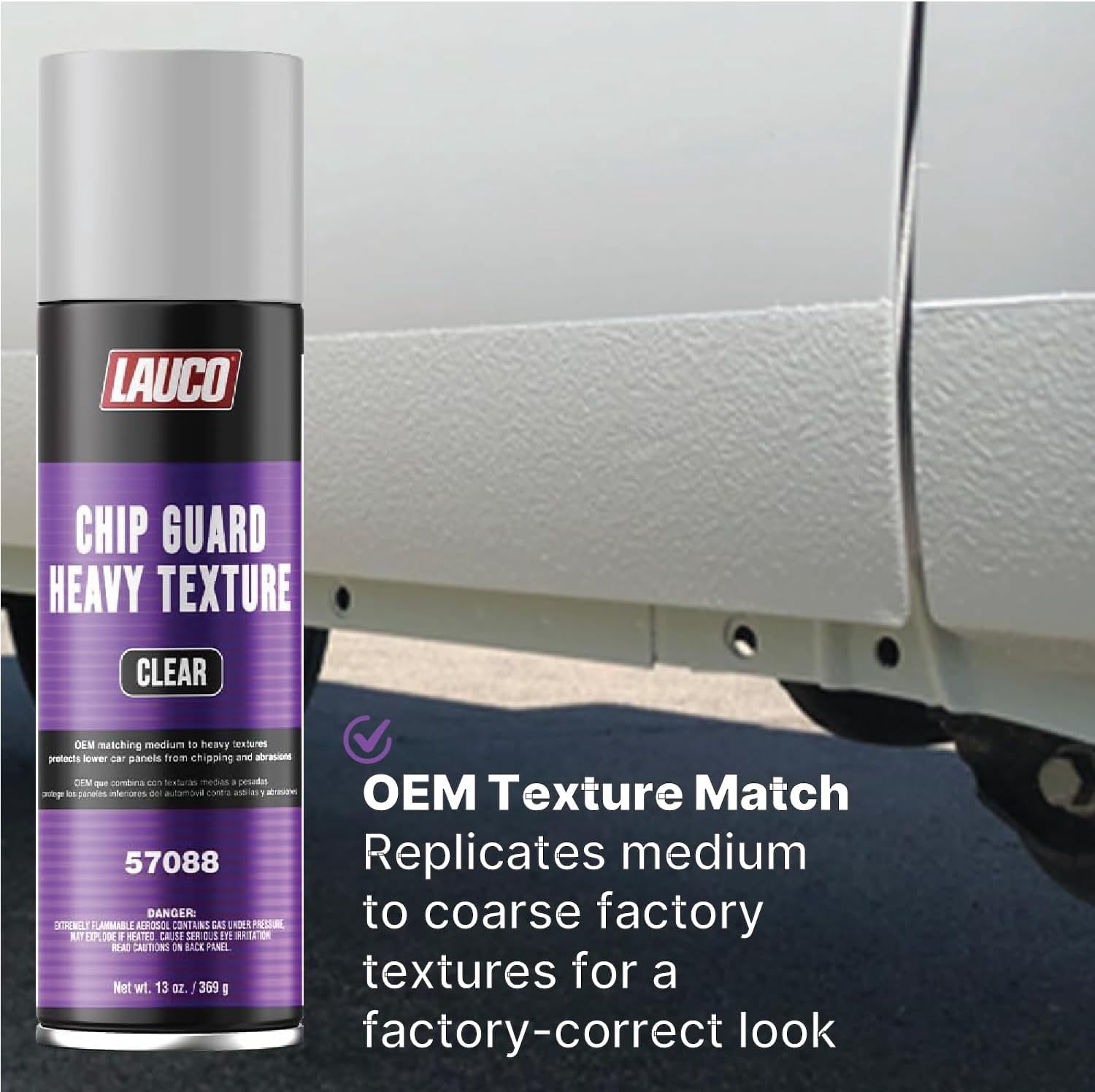 LAUCO Heavy Texture Chip Guard 13 oz Clear Aerosol Spray Can - 57088-2PACK