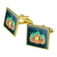 thumbnail image 1 of Kitsune Nine-Tailed Fox Square Cufflink Set - Silver or Gold, 1 of 5