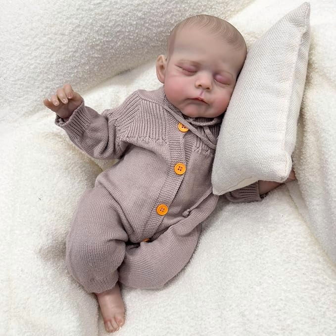 iCradle 20 Inch Lifelike Reborn Baby Dolls Realistic Newborn Baies Eric Soft Cloth Body Painted Hair Adorable Real Life Sleeping Baby Doll Birthday Gift for Kids Age 3+