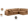 thumbnail image 2 of Meridian Furniture Indulge Vegan Leather L-Shaped Modular Sectional in Orange, 2 of 10