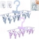 thumbnail image 1 of Tendederos de ropa, pequeños, plegables, portátiles, perchas para ropa interior, tendedero colgante con clips, colgador pequeño, paquete de 2 calcetines, 12 clips, gancho giratorio de 360° para secar toallas, sostenes, ropa de bebé, guantes, plástico Vhermosa CQ322, 1 of 7
