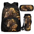 thumbnail image 2 of Bulopur Sunflower Brown Horse Print Kids Backpack Set 4 Pcs Durable Breathable Kids School Bag with Pencil Case and Water Bottle Cover for Horse Lovers Kids, 2 of 8