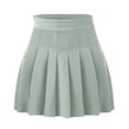 thumbnail image 5 of Ediodpoh Skirts for Women High Waist Solid Color Pleated A Line Midi Skirt with Side Slits Mini Skirts for Women Light Green XS, 5 of 5