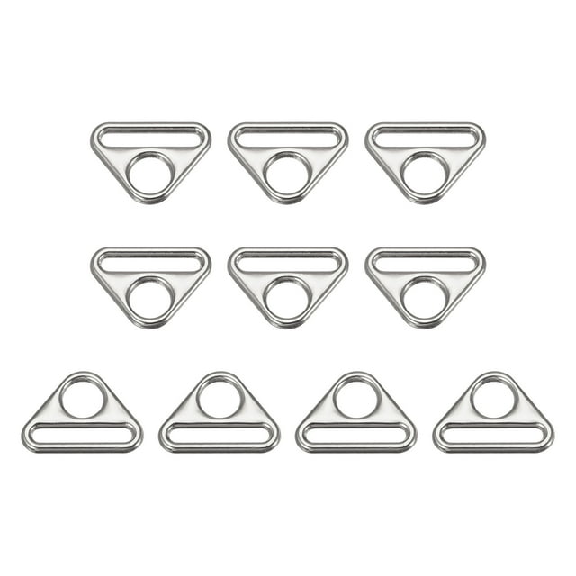 Unique Bargains 0.79' 20mm Adjuster Triangle with Bar Swivel Clip D Dee Ring Buckle, 10Pack Silver