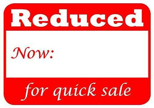 100 Reduced Sale Price Tags Labels Stickers 1 5/8 x 1 1/8 
