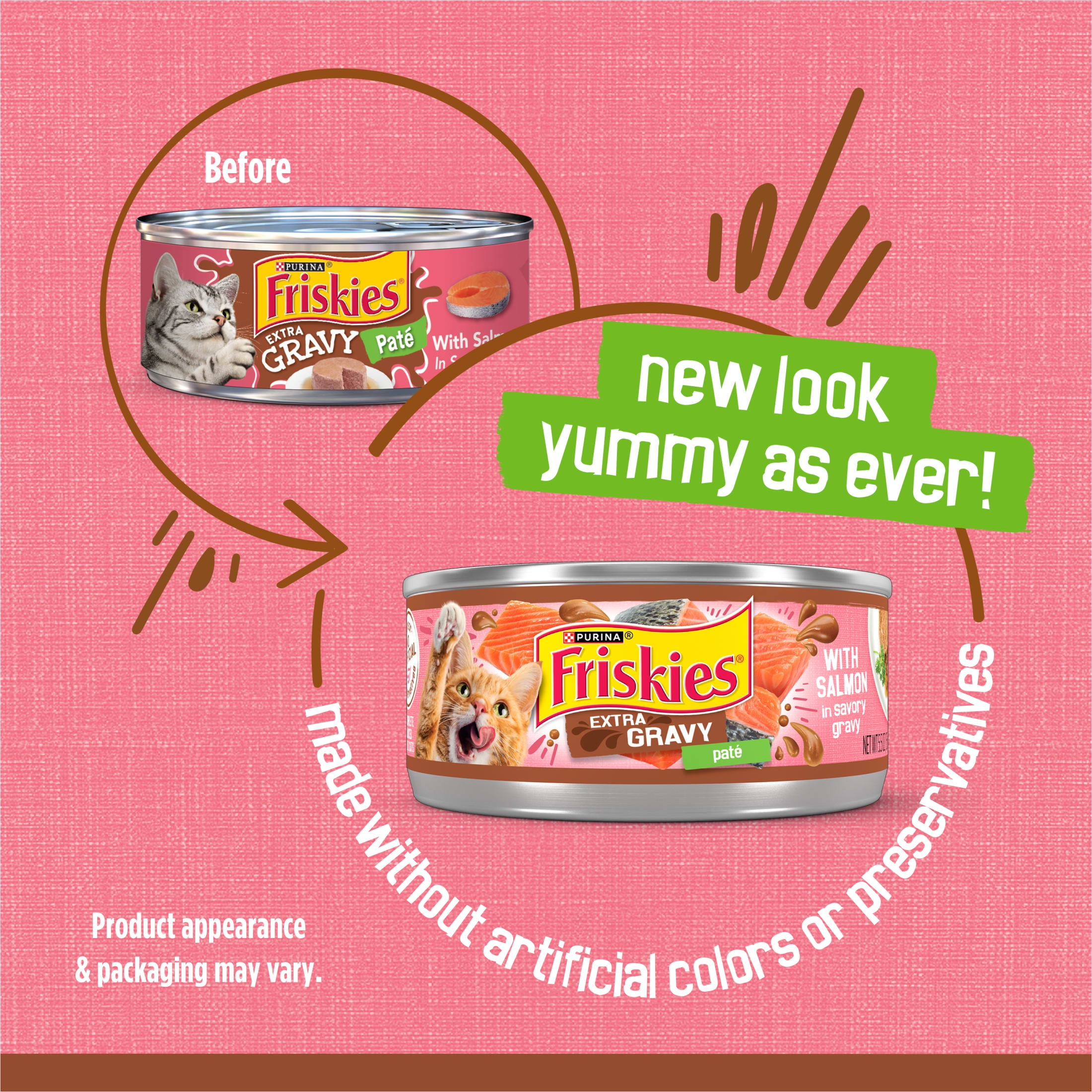 (6 pack) Purina Friskies Extra Gravy Pate With Salmon, Wet Cat Food, 5.5 oz Cans