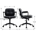 thumbnail image 2 of DUOMAY Retro Home Office Computer Desk Chair with Armrest, Modern PU Leather Mid Back Swivel Task Chair Rolling Adjustable Office Guest Chair for Home Office, Black, 2 of 18