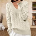 thumbnail image 3 of STETMN Women's V Neck Sweaters Cable Knit Long Sleeve Pullover Shirts Solid Loose Fall Jumper Top, 3 of 6