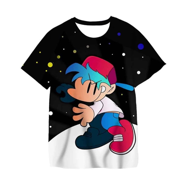Nueva camiseta 3D Friday Night Funkin para hombres y mujeres, camisetas transpirables informales de manga corta de verano para niños y niñas, camiseta de estilo fresco 10T Gao Jinjia LED