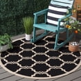 thumbnail image 2 of SAFAVIEH Courtyard Estelle Geometric Indoor/Outdoor Area Rug, 5'3" x 5'3" Round, Black/Beige, 2 of 10