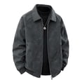 thumbnail image 2 of VeFlora Big & Tall Mens Retro Solid Jacket, Lapel Loose Fit Casual Coat, Faux Suede Oversized Anorak for Men, Daily Streetwear and Commuting Outfits.(Black/M), 2 of 4