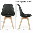 thumbnail image 4 of Costway Set of 4 Dining Chair Mid Century Modern Shell PU Seat W/ Wood Leg-Black, 4 of 11