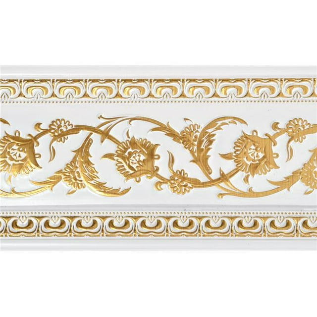 AFD Home 12019635 94 in. Or sur Chaise Florale Blanche Française Rail&44; Blanc & Or