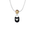 thumbnail image 2 of Delight Jewelry Silvertone Black Enamel Lock with Clear Crystals Mia Monkey Charm Necklace, 2 of 4