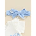 thumbnail image 5 of Jxzom Infant Baby Girl Summer Clothes 3 6 9 12 18 Monthes Short Sleeve Letter Print Romper+Daisy Shorts+Hairband 3Pcs Aunties Outfit, 5 of 8