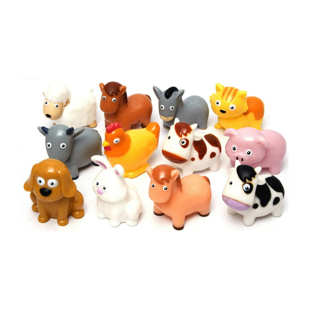 Boley 12 Piece Farm Animal Bath Bucket - Farm Animal Toy Bucket Features  Cow, Chicken, Pig and