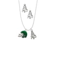 thumbnail image 2 of Delight Jewelry Silvertone Small Green Football Helmet Silver tone Zig Zag Christmas Tree Charm Necklace and Stud Earrings, 2 of 4