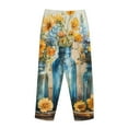 thumbnail image 3 of Lsque Rustic Blue Vase Blossoms Print Women's Pajama Pants, Lounge Pant - Comfortable Home Wear,Elastic Waistband, Stylish Design-Medium, 3 of 9