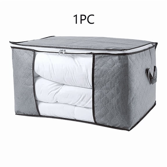 90L Large Storage Bags - Foldable Closet Organizers with Handles. Thick Fabric Storage Containers for Clothing, Blankets, Comforters.