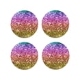 thumbnail image 1 of Vsdgher Glitter Rainbow Print Leather Coasters for Drinks, Durable Drink Coasters 4 Set for Tabletop Protection, Luxurious Home Décor and Housewarming Gift-Round Shape, 1 of 6