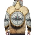 thumbnail image 7 of Fotbe Men's Hoodie with Magnetic Old Compass On World Map Pattern - Kangaroo Pocket Pullover Hooded Sweatshirt, Perfect for Daily Wear, Travel, and Home-Medium, 7 of 7