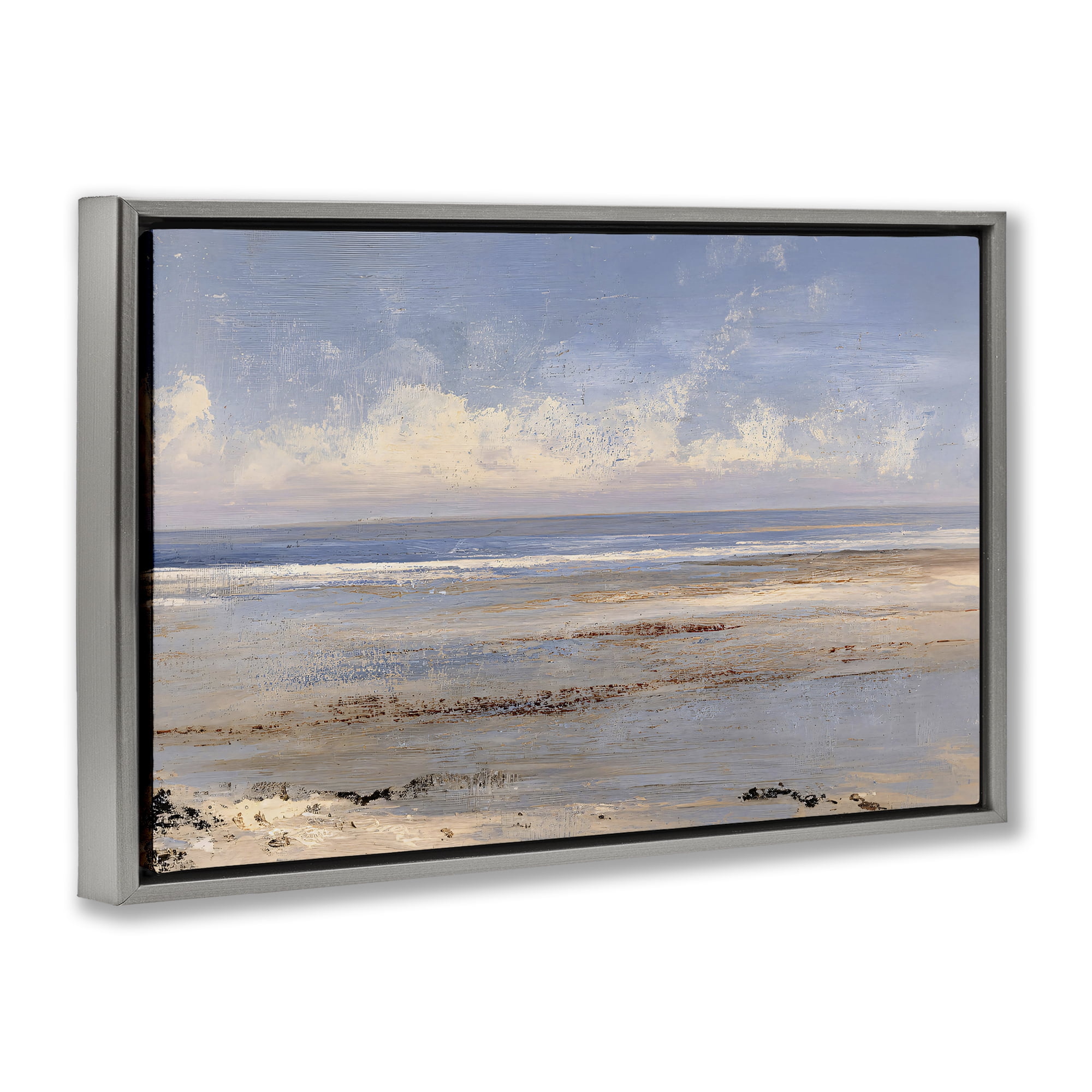 Stupell Industries Rustic Ocean Horizon Impression Gray Framed Floater Canvas Wall Art, design by Jacky Ngan